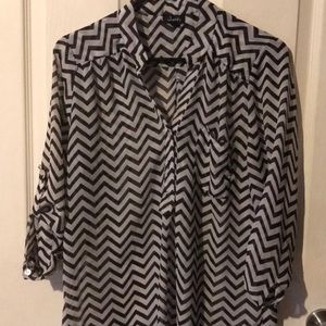 White&Black Chevron Chiffon Blouse